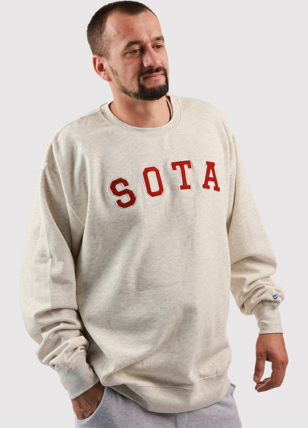 Сіро-бежевий світшот Blue 84 меланж нашивки (361422147)