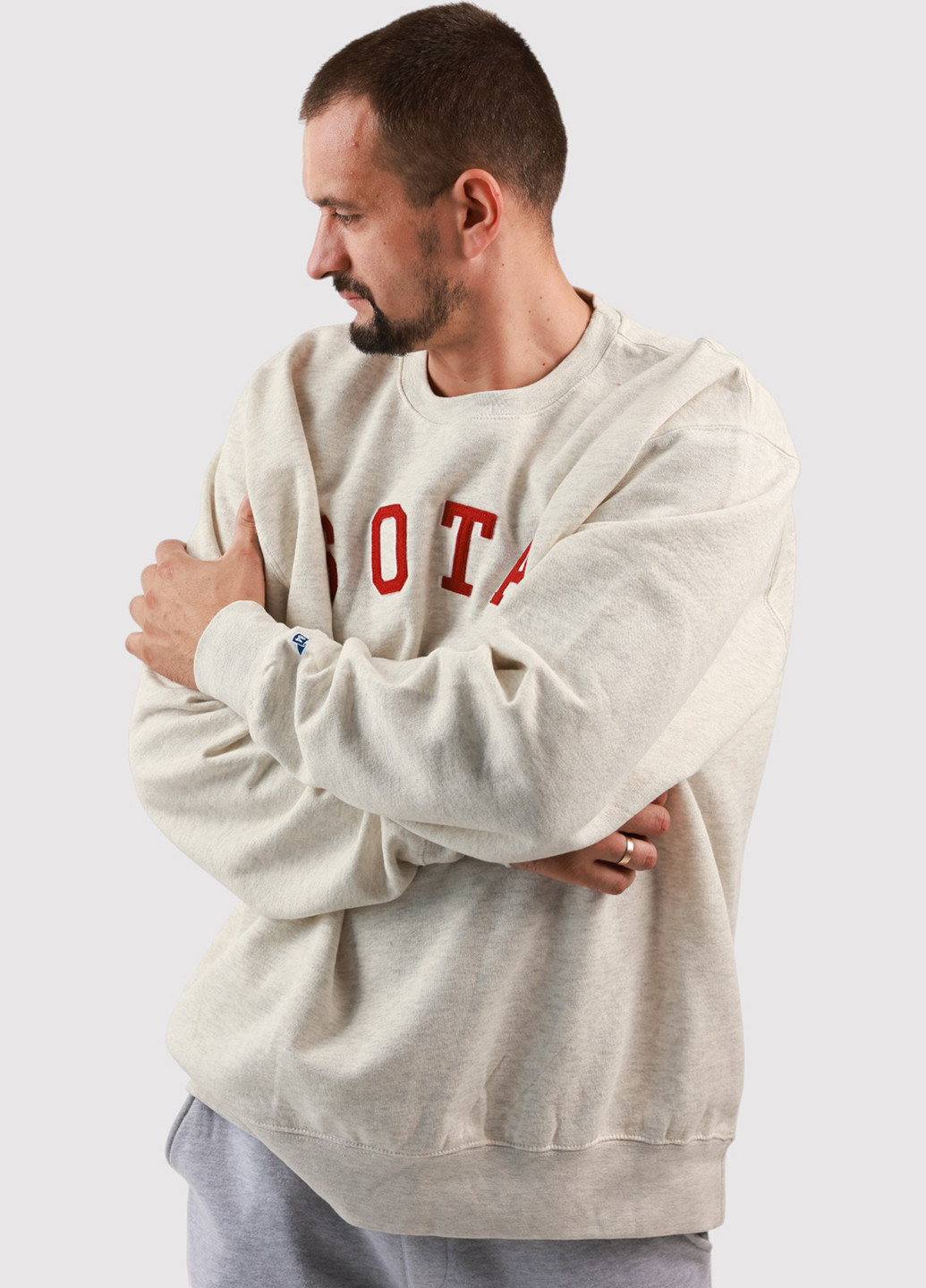 Сіро-бежевий світшот Blue 84 меланж нашивки (361422147)