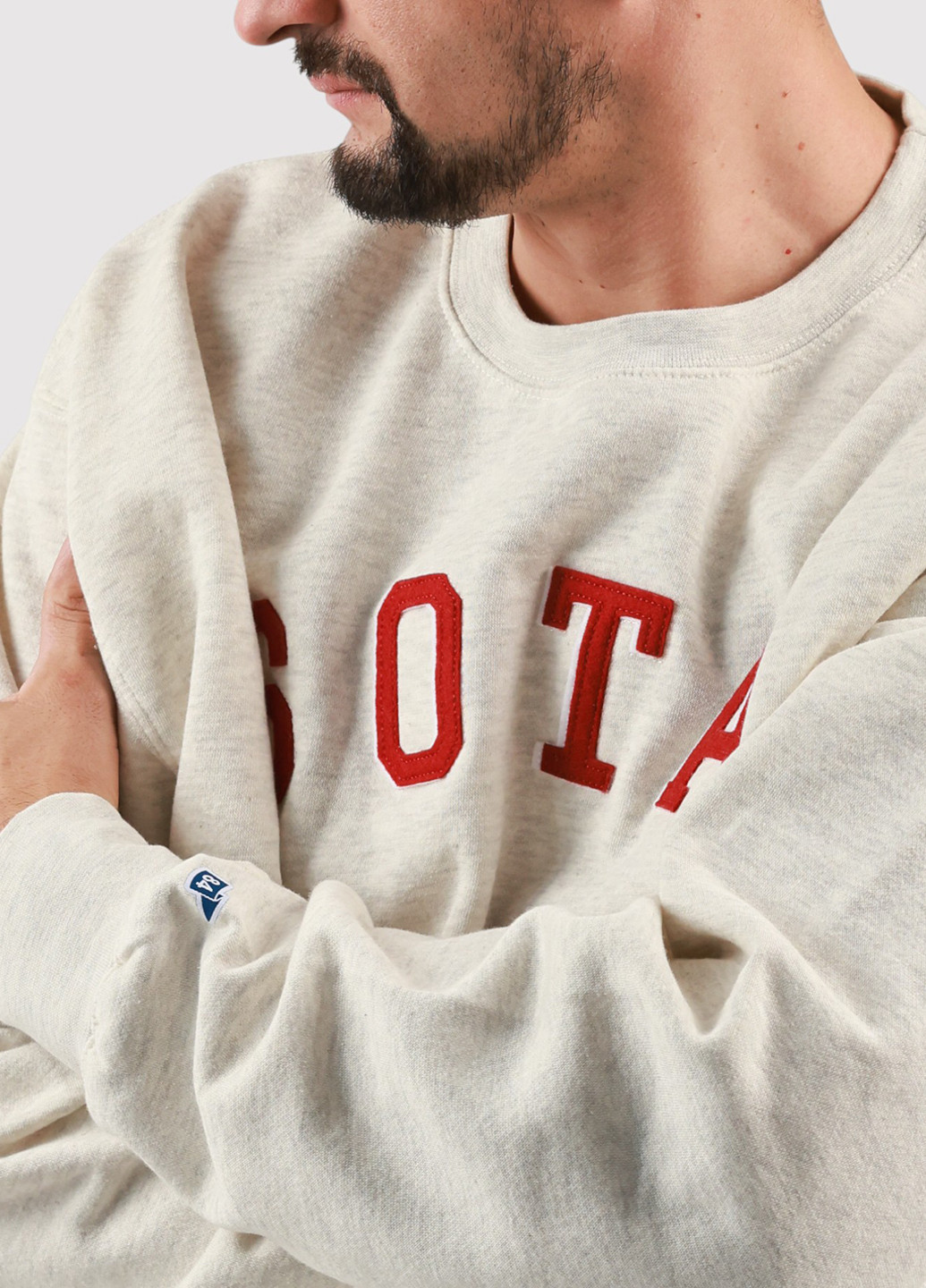 Сіро-бежевий світшот Blue 84 меланж нашивки (361422147)