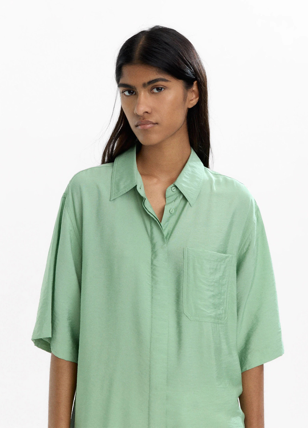 Зеленое кэжуал платье рубашка Parfois однотонное