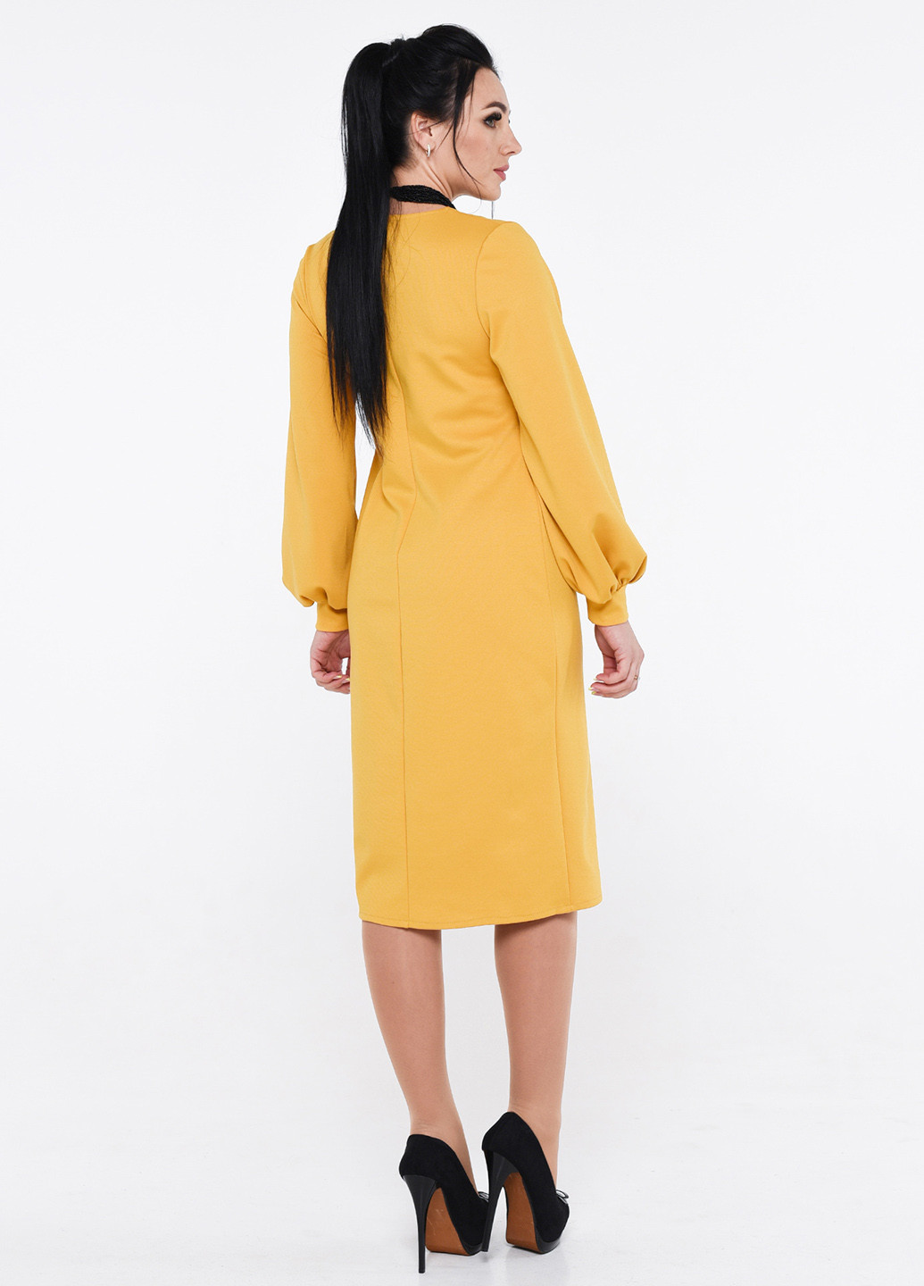Желтое кэжуал платье Alpama однотонное