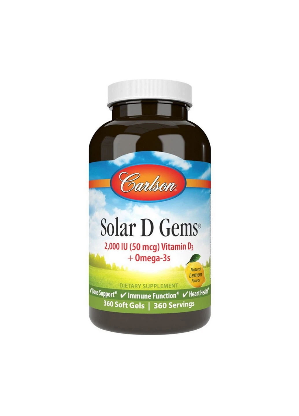 Витамин Д3 Solar D Gems 4000 IU (100 mcg) Vitamin D3 + Omega-3s 120 таблеток Carlson Labs (255409521)