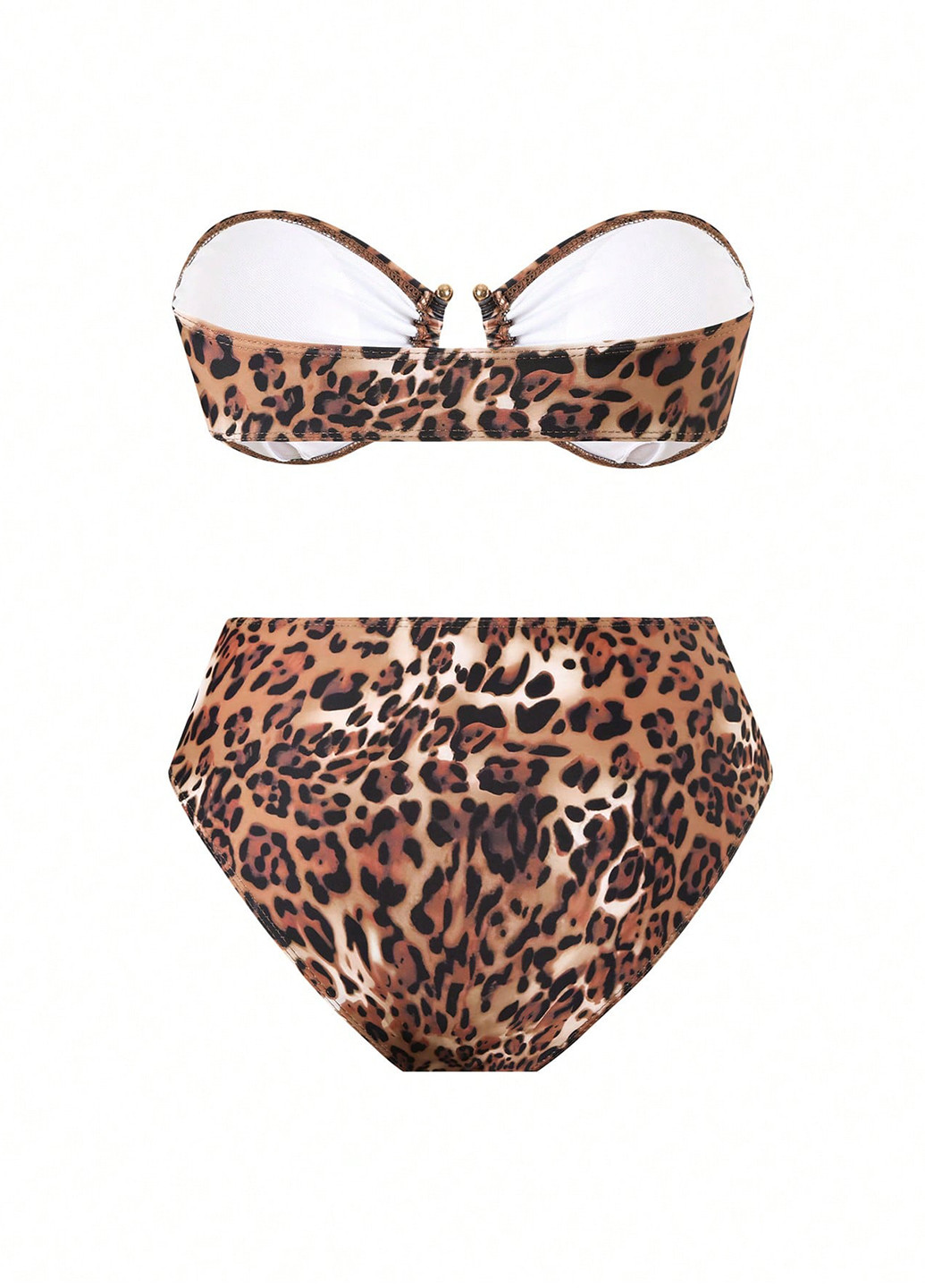 Коричневий літній комплект (ліф, трусики, спідниця) бандо, роздільний SHEIN