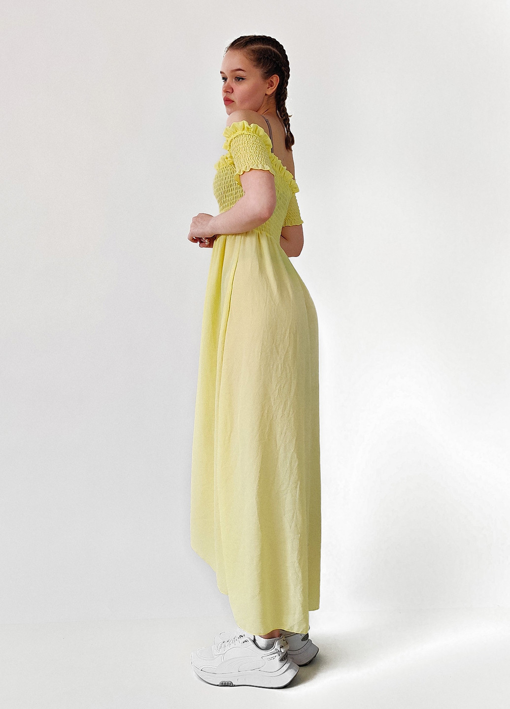 Світло-жовтий кежуал сукня кльош, на запах Boohoo однотонна