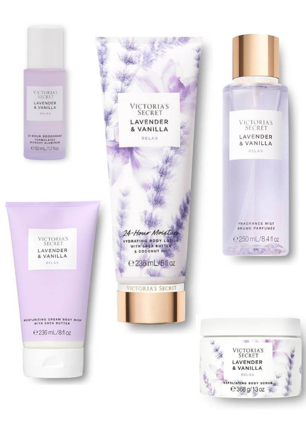 Набор Lavender & Vanilla (лосьон, мист, скраб, дезодорант, крем для душа) Victoria's Secret (331289370)