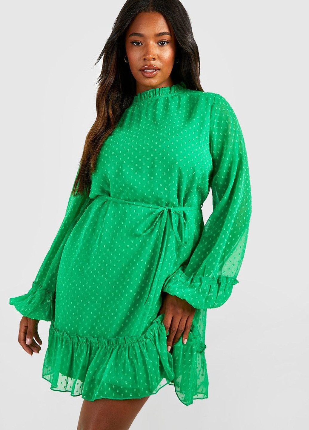 Зеленое кэжуал платье а-силуэт Boohoo однотонное