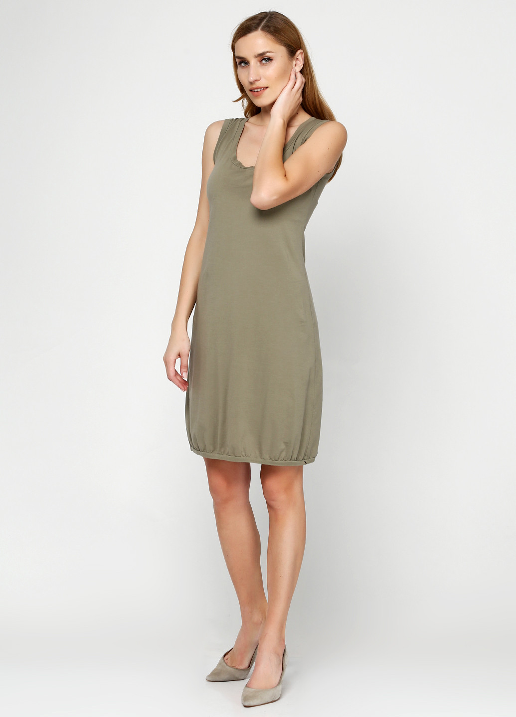 Оливкова кежуал сукня Oblique однотонна