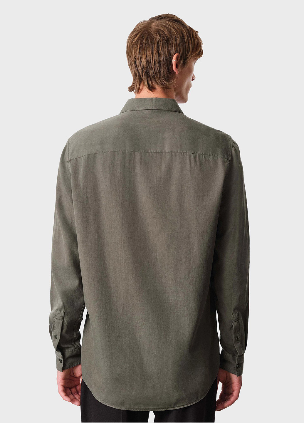 Оливковковая (хаки) кэжуал рубашка однотонная Drykorn