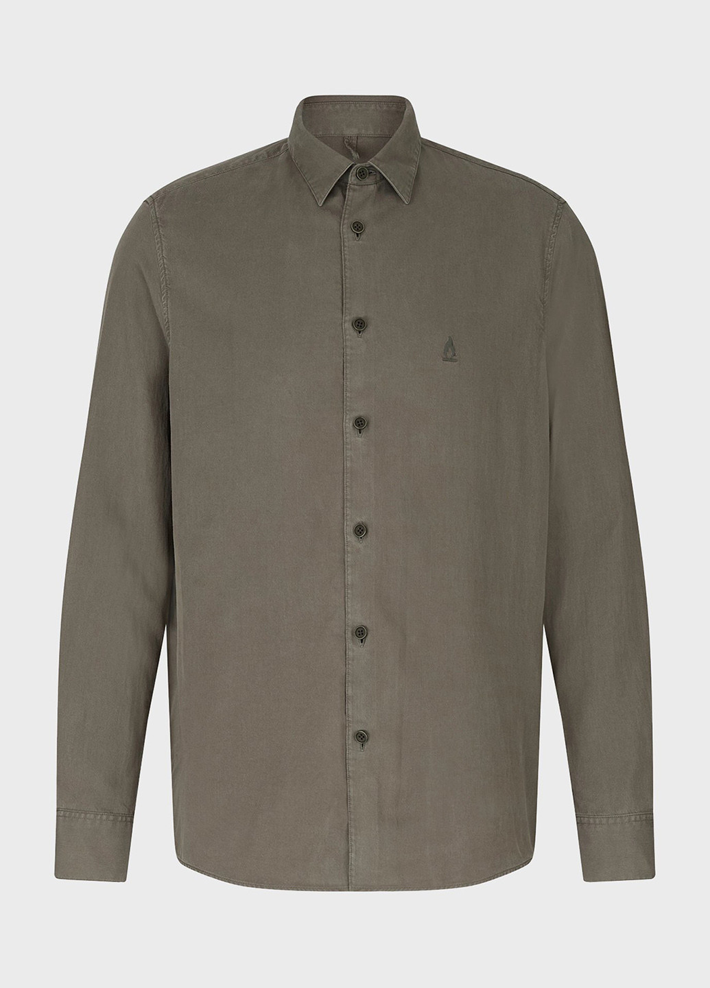 Оливковковая (хаки) кэжуал рубашка однотонная Drykorn