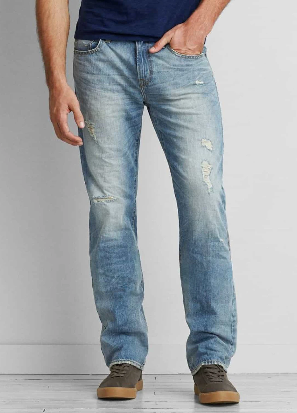 Голубые демисезонные прямые джинсы American Eagle