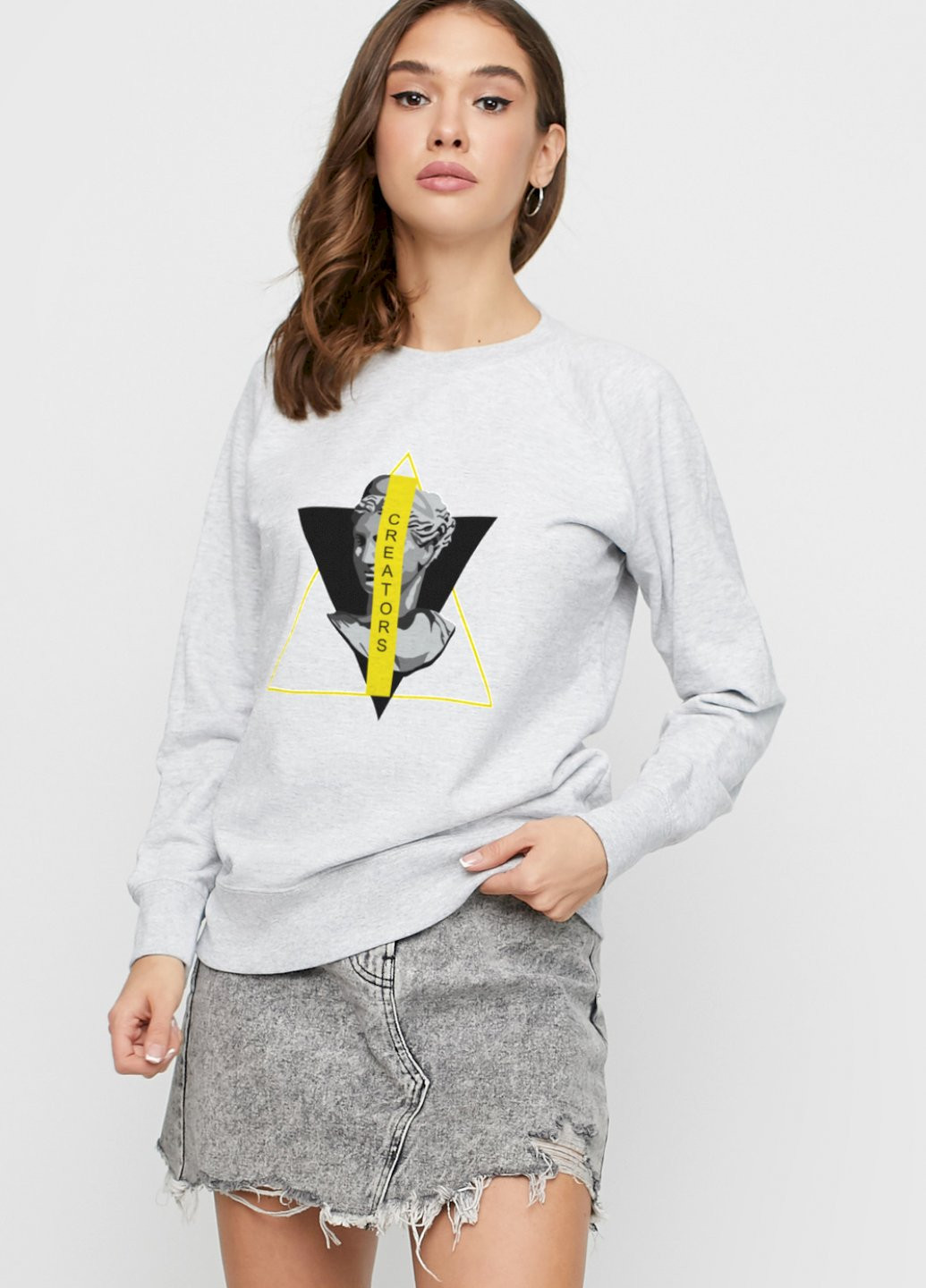 Сірий світшот жіночий /no flis/ YAPPI малюнок (251467769)