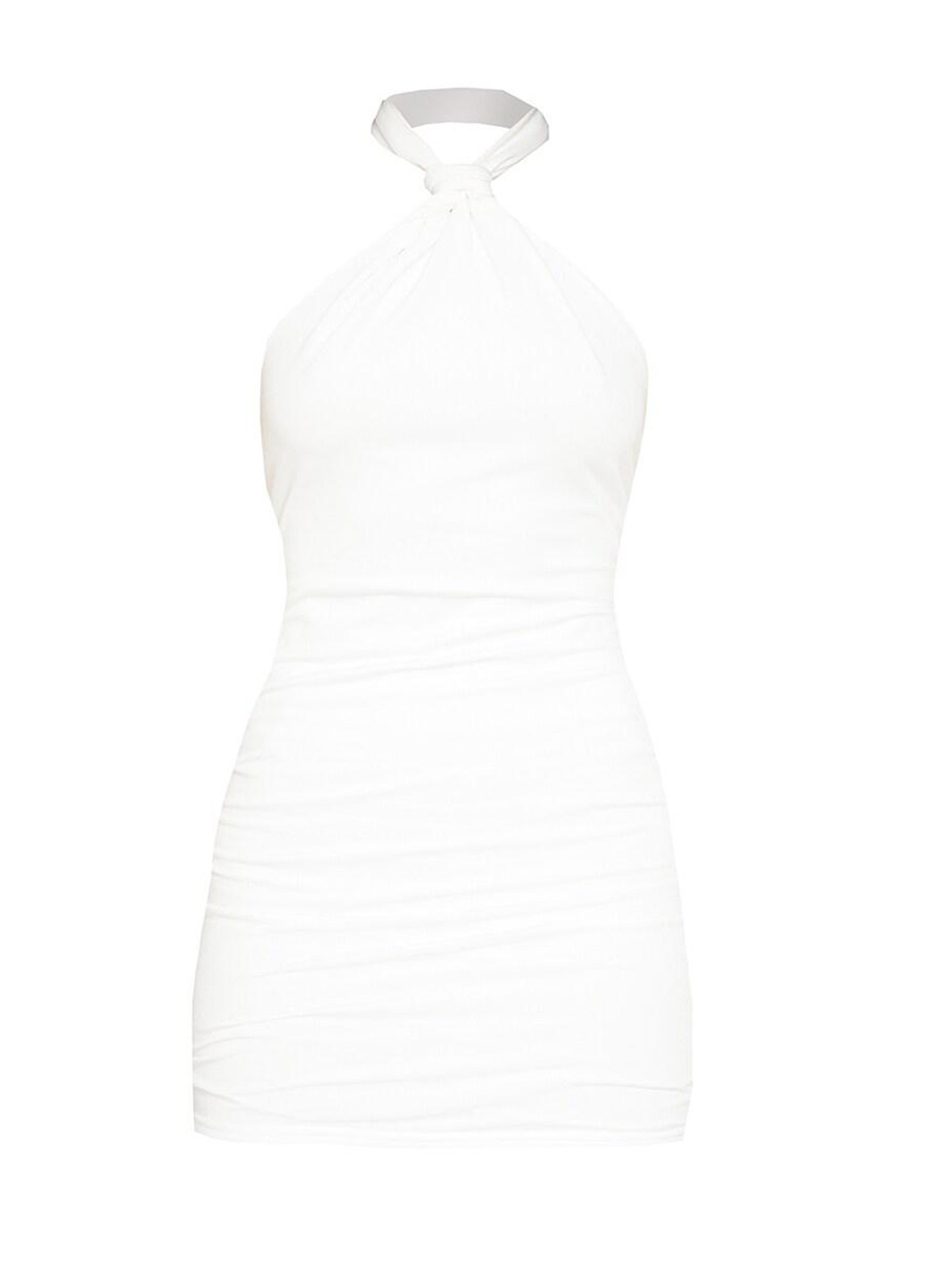 Белое коктейльное платье с открытой спиной PrettyLittleThing однотонное