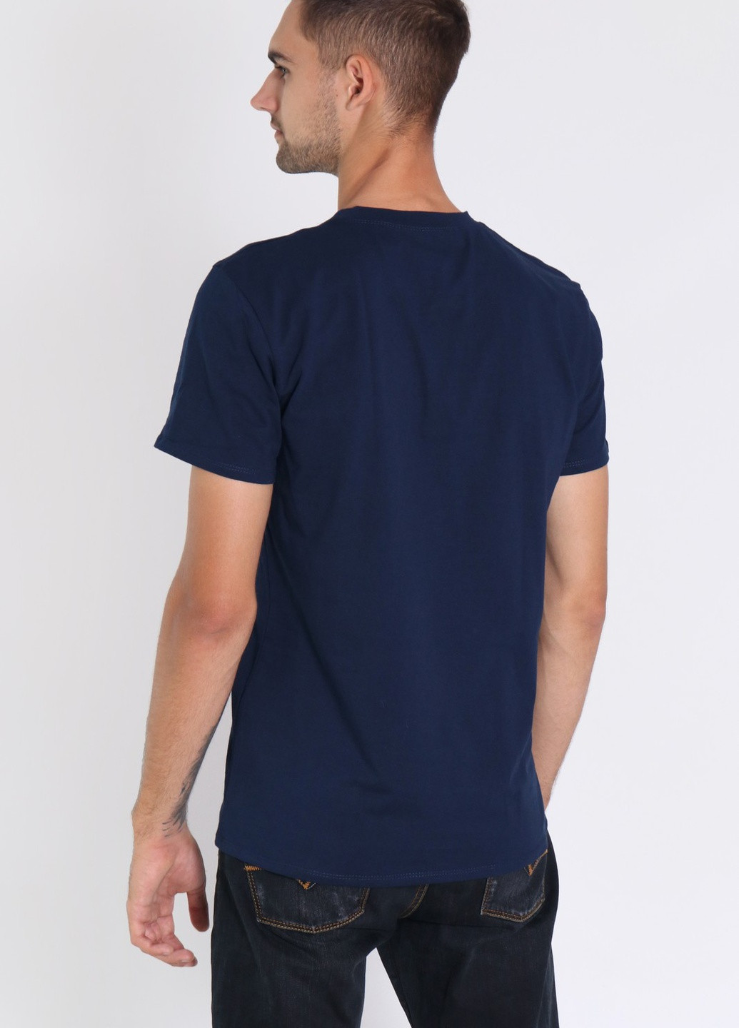 Темно-синя чоловіча футболка однотонна з коротким рукавом NEL