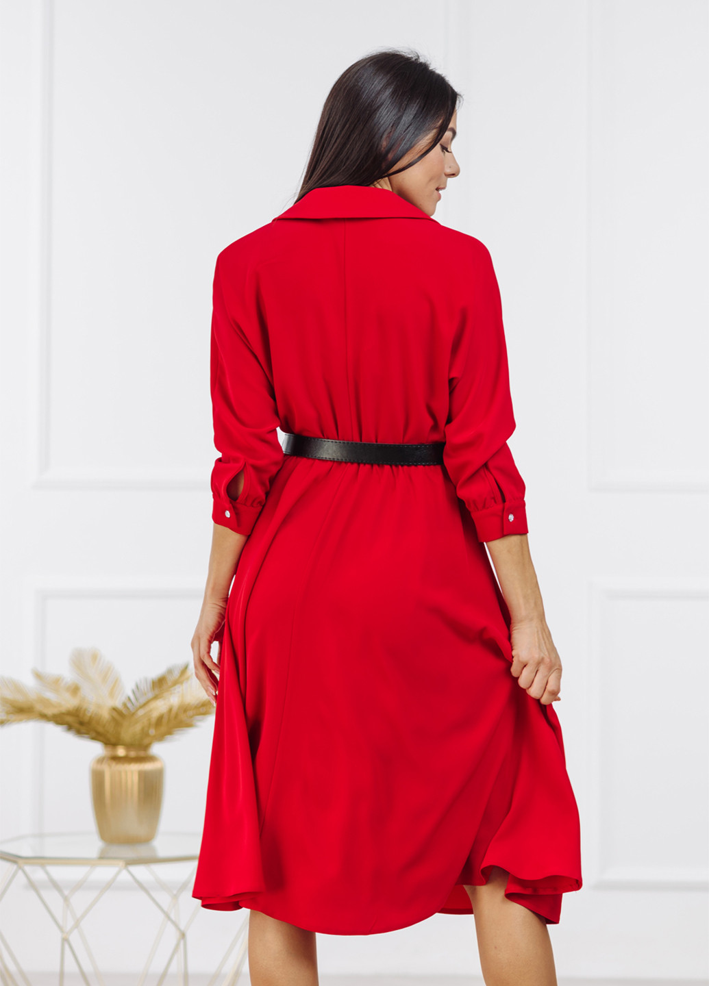 Красное кэжуал платье на запах, клеш Azuri однотонное