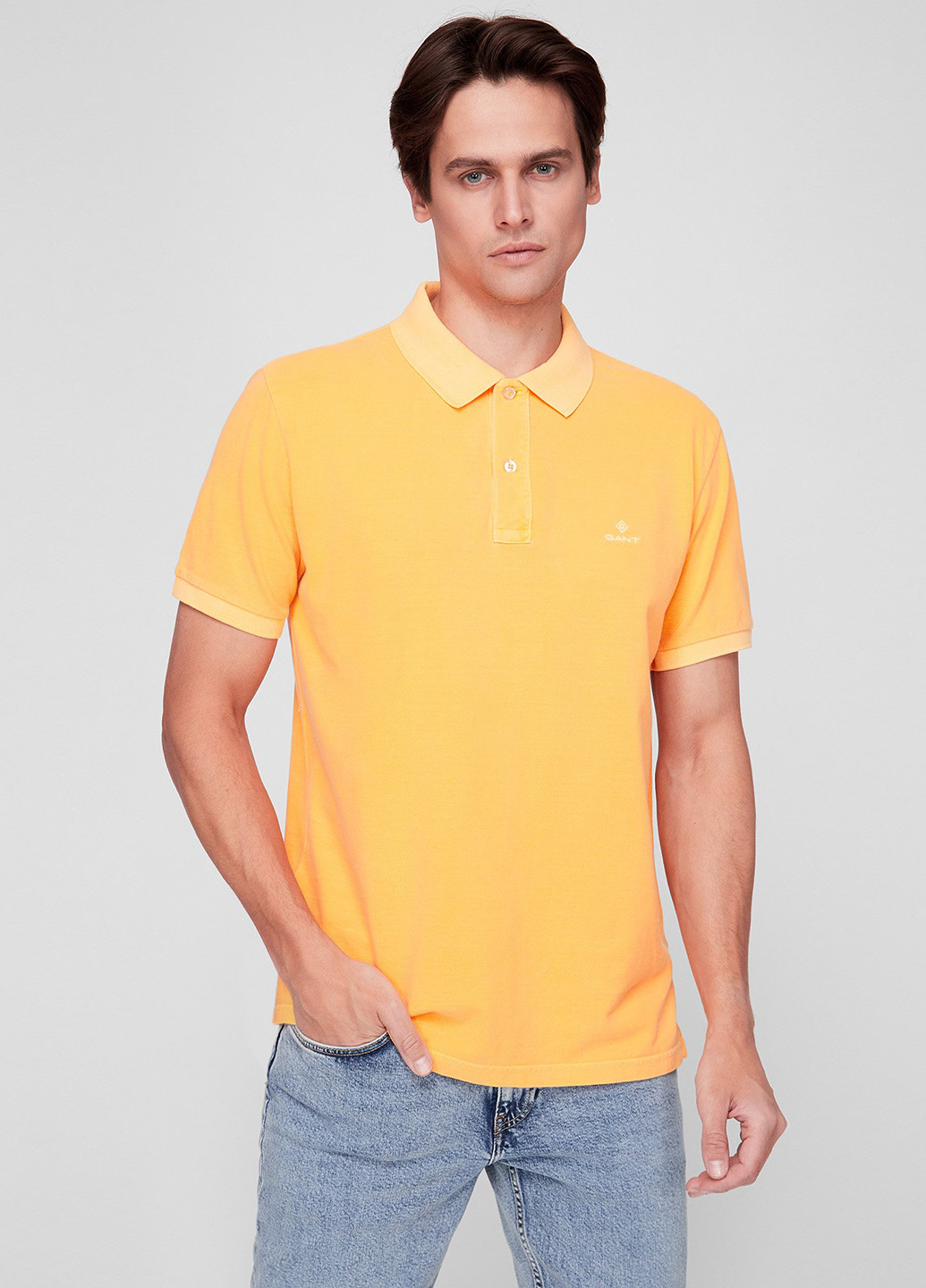 Оранжевая футболка-поло для мужчин Gant однотонная