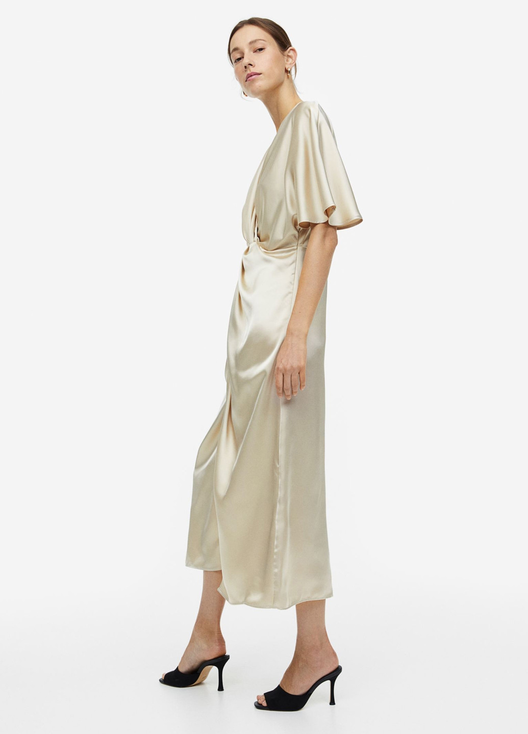 Айвори кэжуал платье на запах H&M однотонное