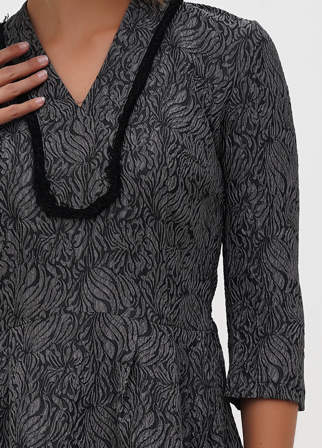 Серое кэжуал платье клеш Sassofono с цветочным принтом