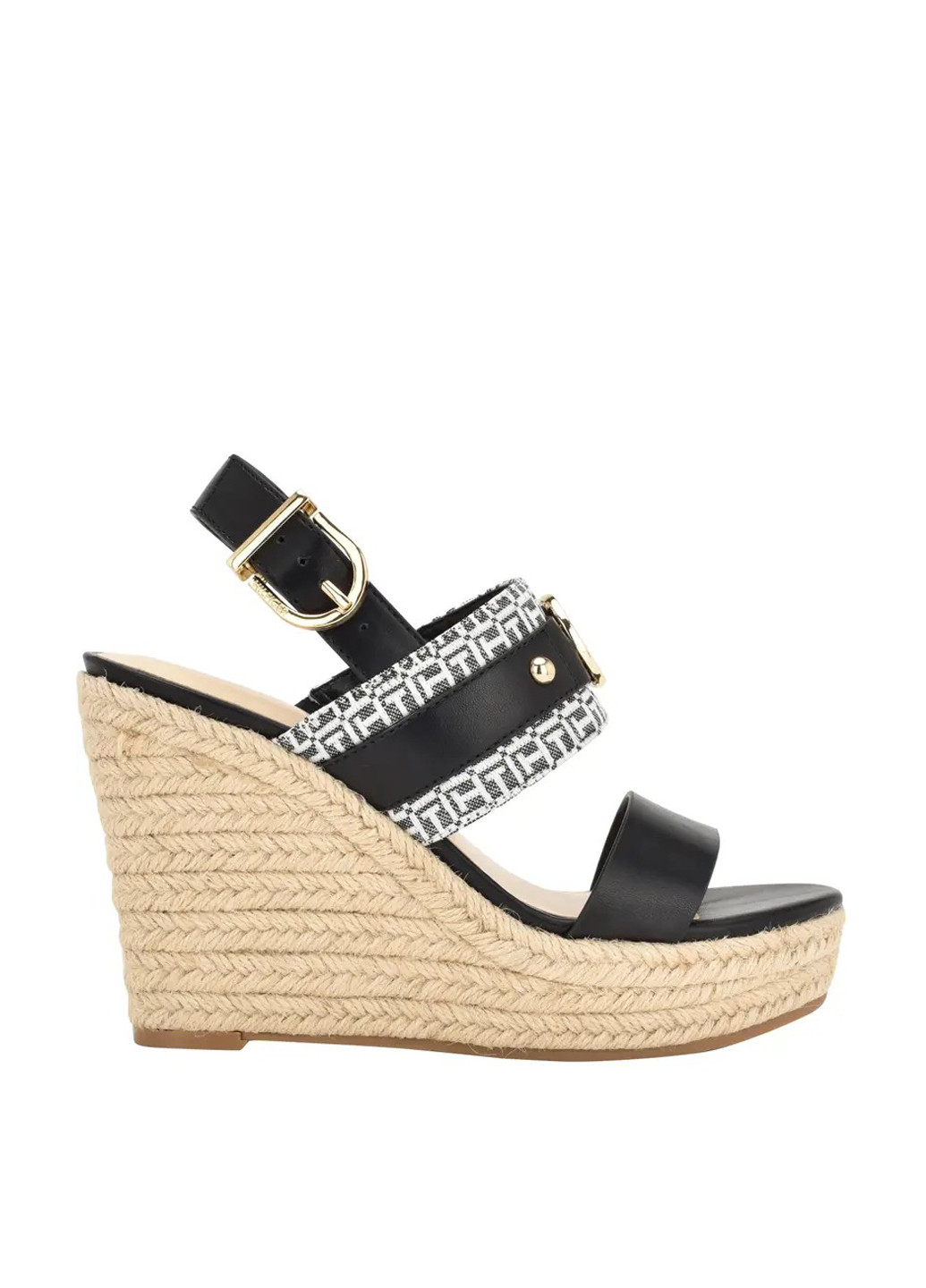 Черные босоножки Tommy Hilfiger с ремешком с заклепками, с логотипом, на плетеной подошве