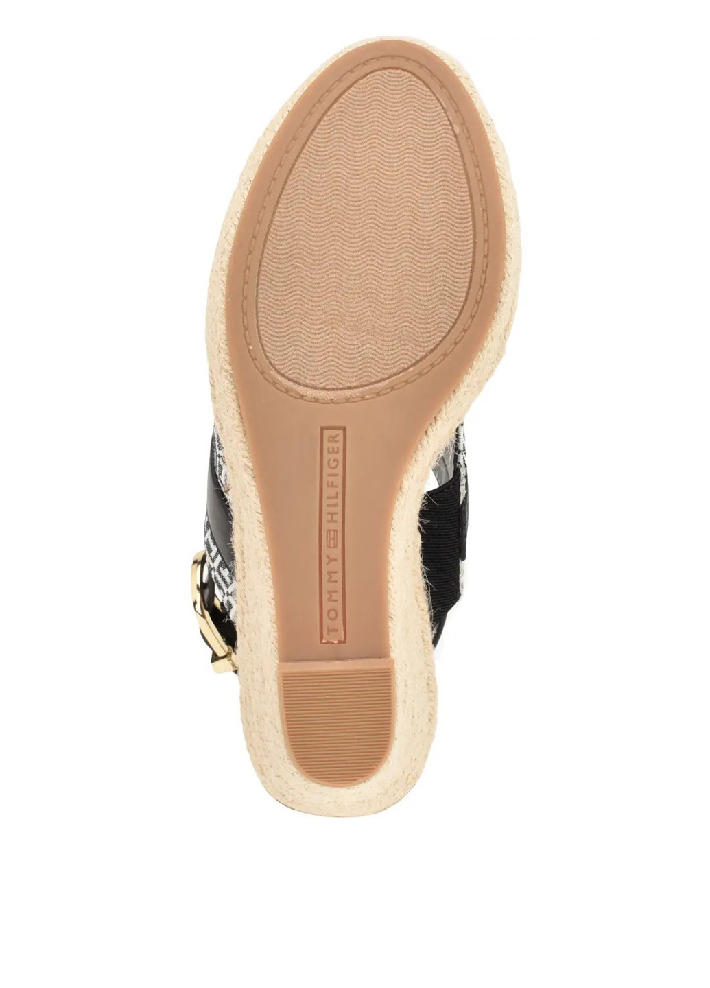 Черные босоножки Tommy Hilfiger с ремешком с заклепками, с логотипом, на плетеной подошве