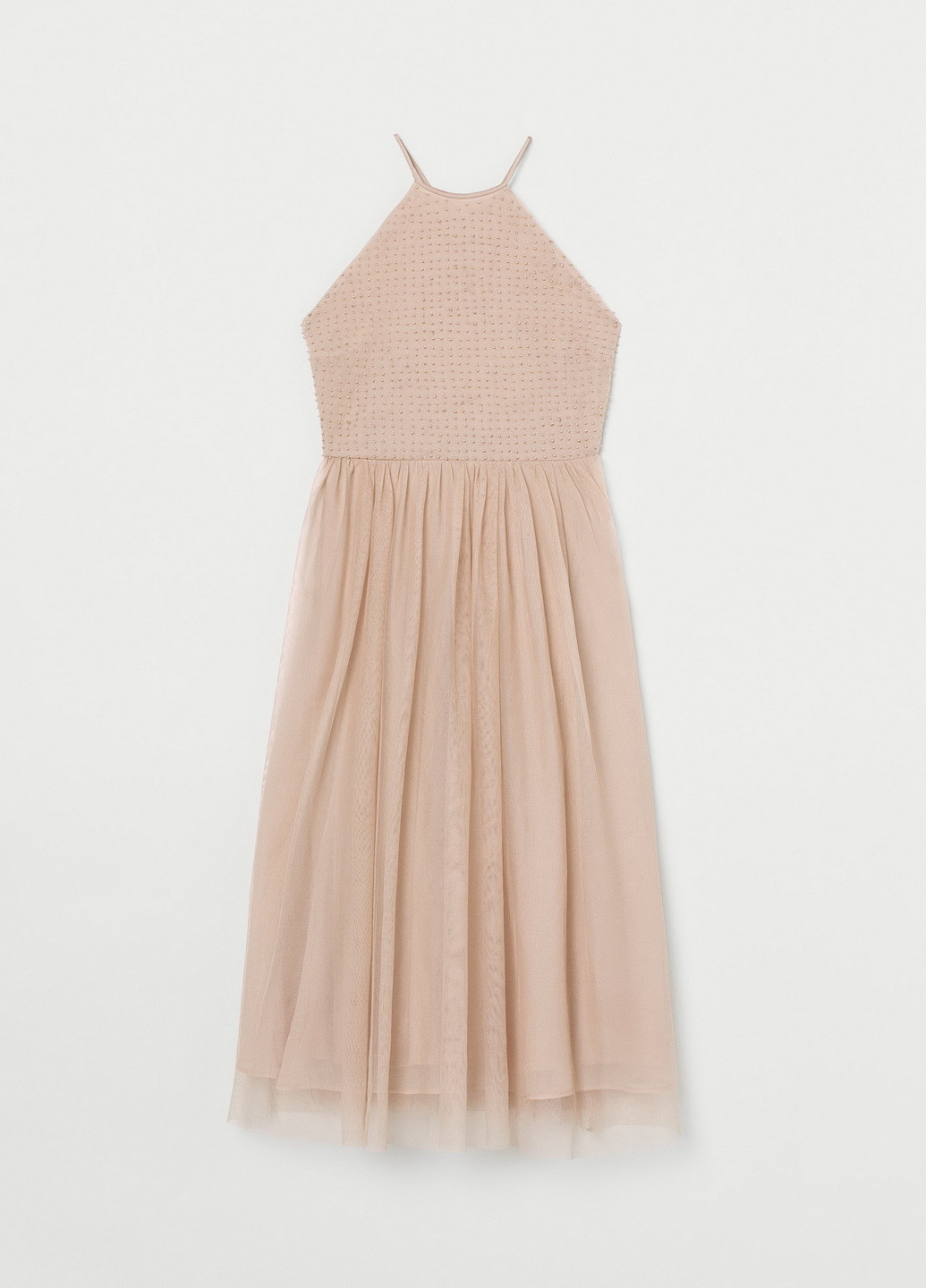 Бежевое платье H&M однотонное