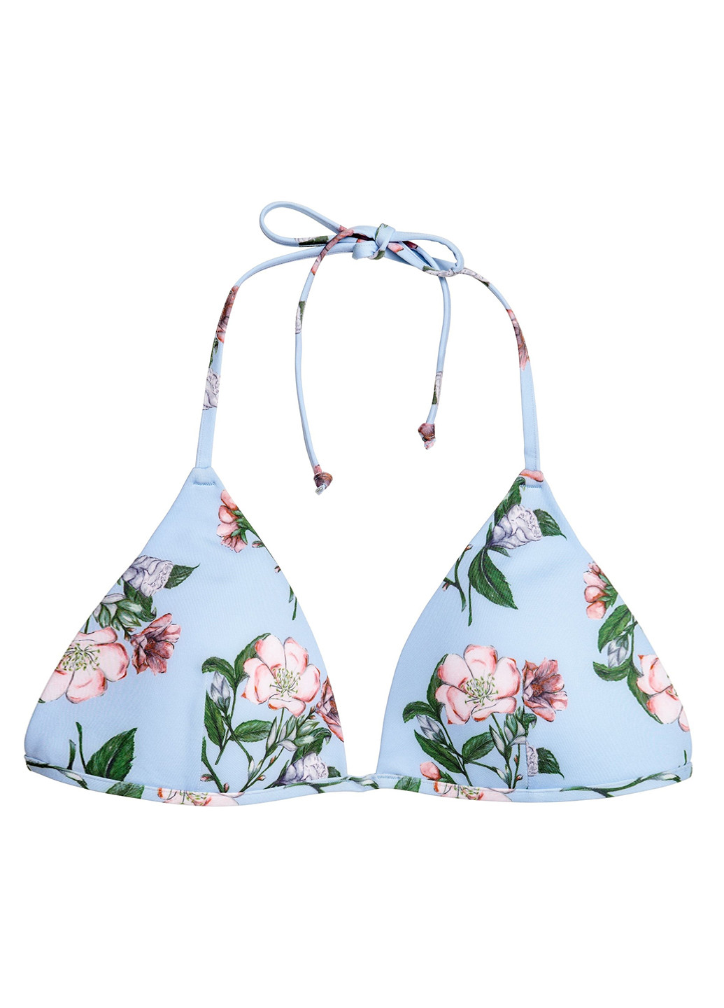Купальный лиф H&M бикини цветочный голубой пляжный полиэстер