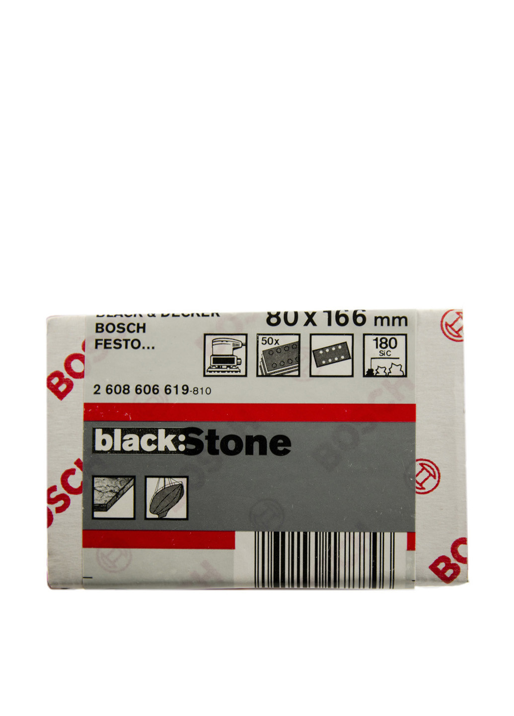 Бумага шлифовочная для камня (50 шт.), 80х166 мм Bosch чёрная