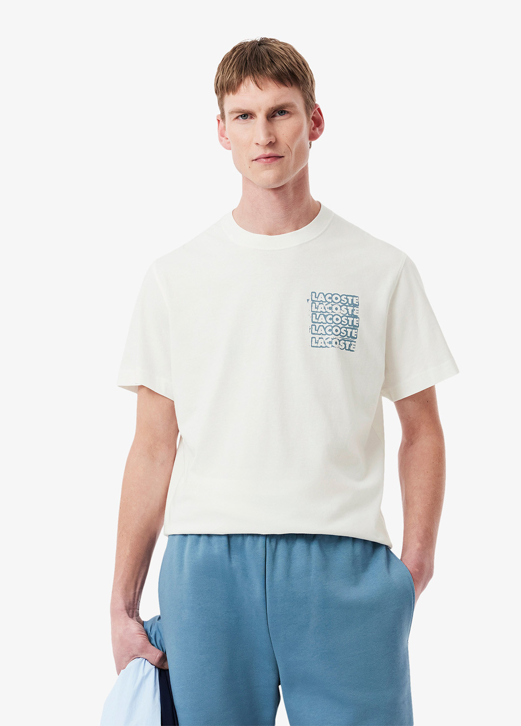 Молочная футболка Lacoste