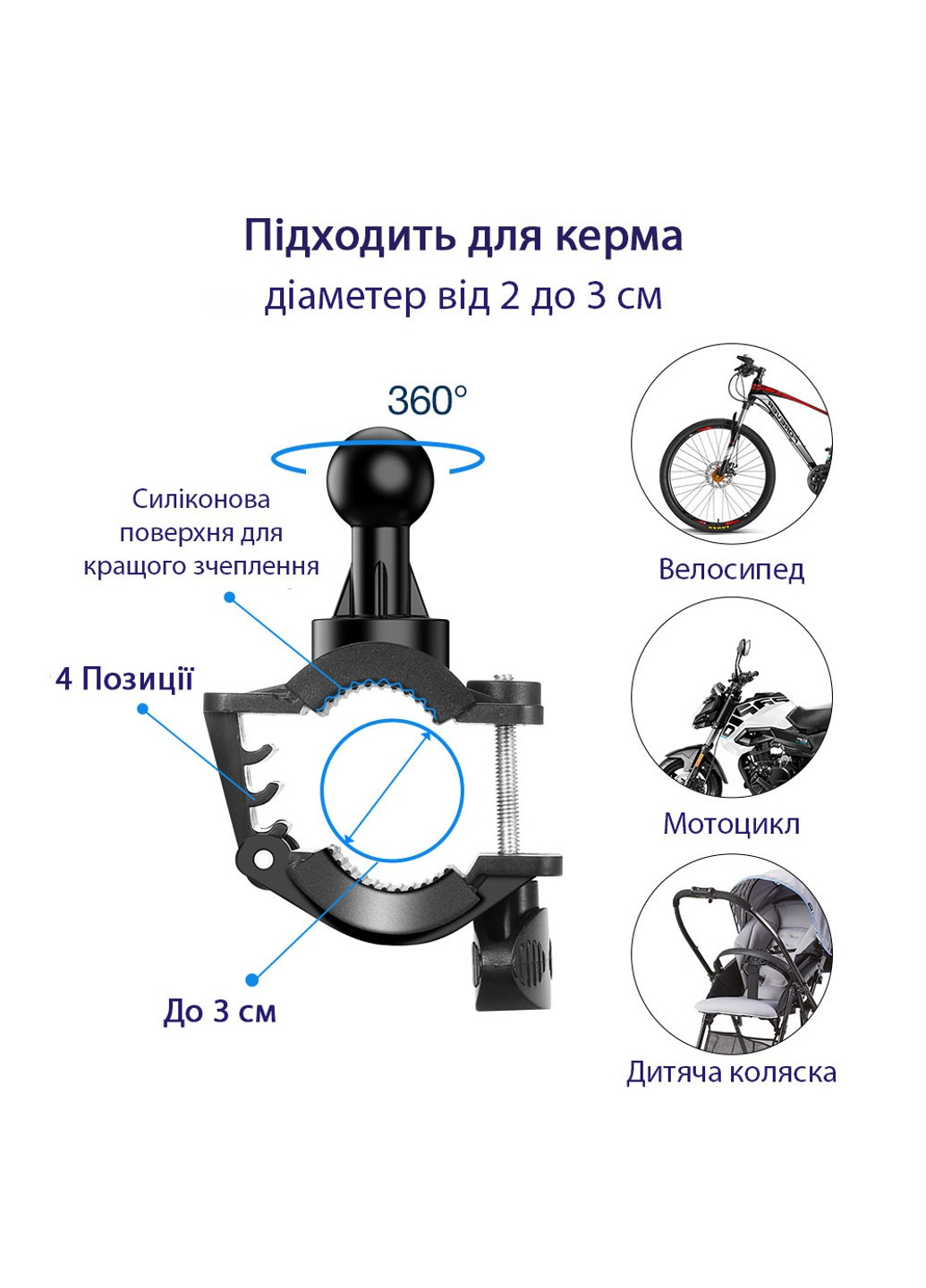 Тримач для телефону на велосипед, подвійна фіксація, поворот 360° RAX184580 RAXFLY (254342246)