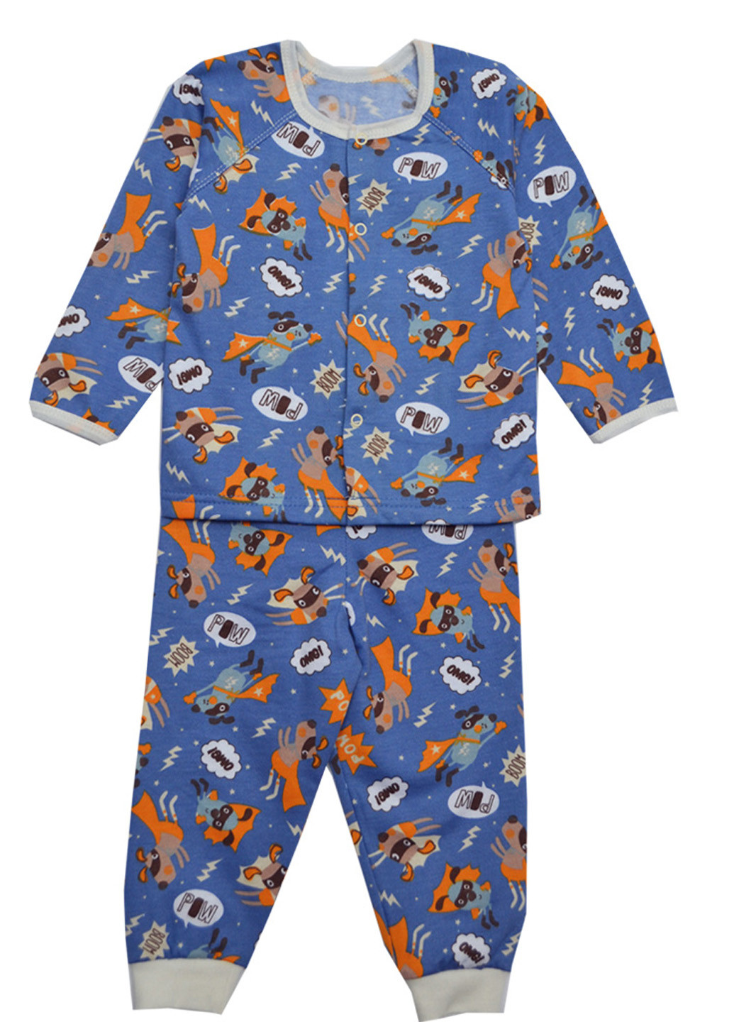Синий демисезонный комплект домашний (кофта+штаны) такса Витуся