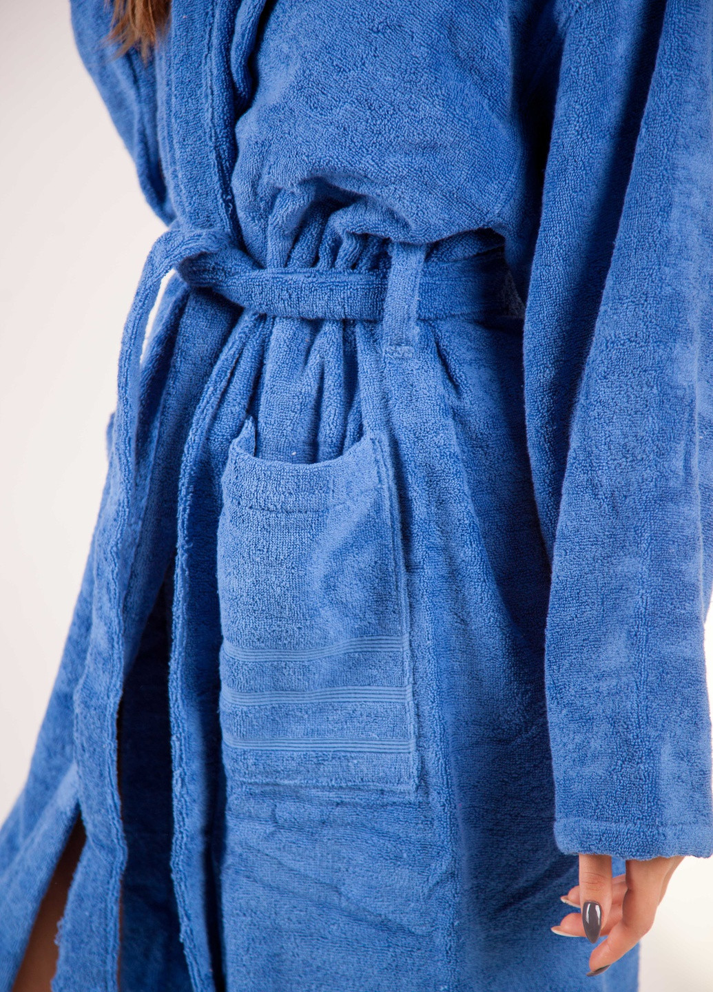 Халат махровый New Wave с капюшоном, синий, размер S (3800980992145) Bulgaria-Tex (251719529)