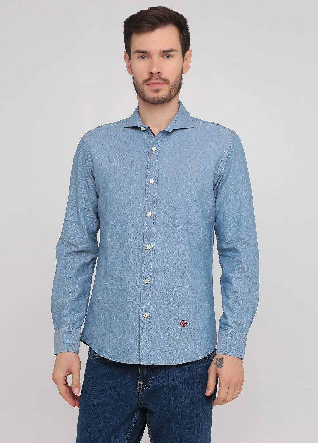 Голубой кэжуал рубашка однотонная El Ganso