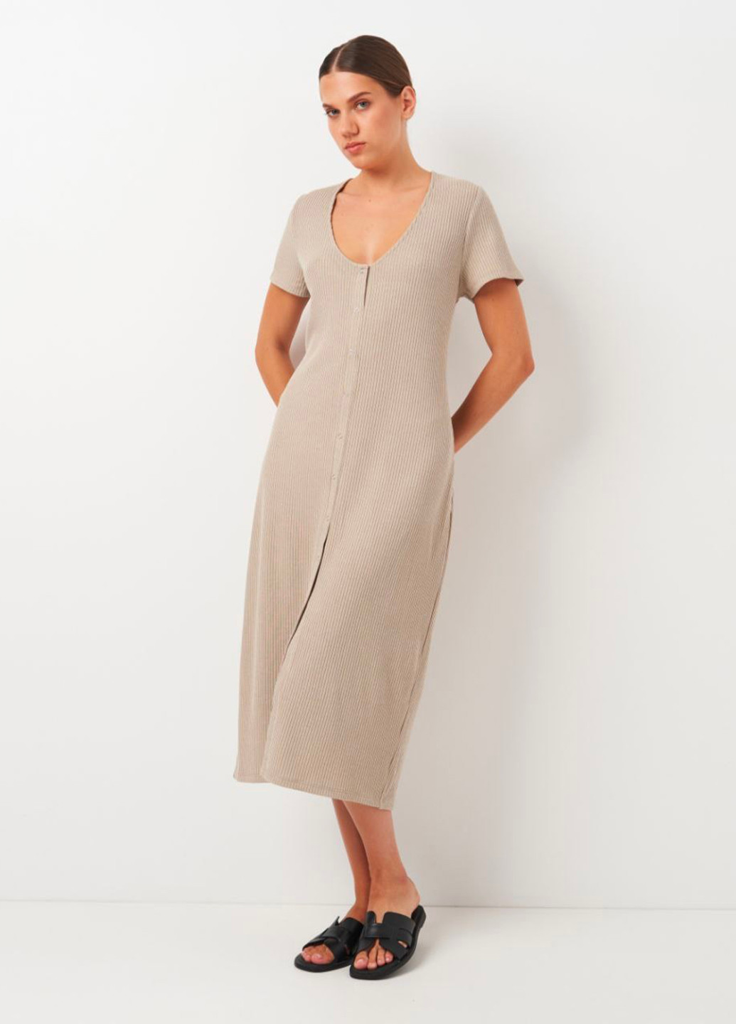 Сіро-бежева кежуал сукня а-силует H&M однотонна