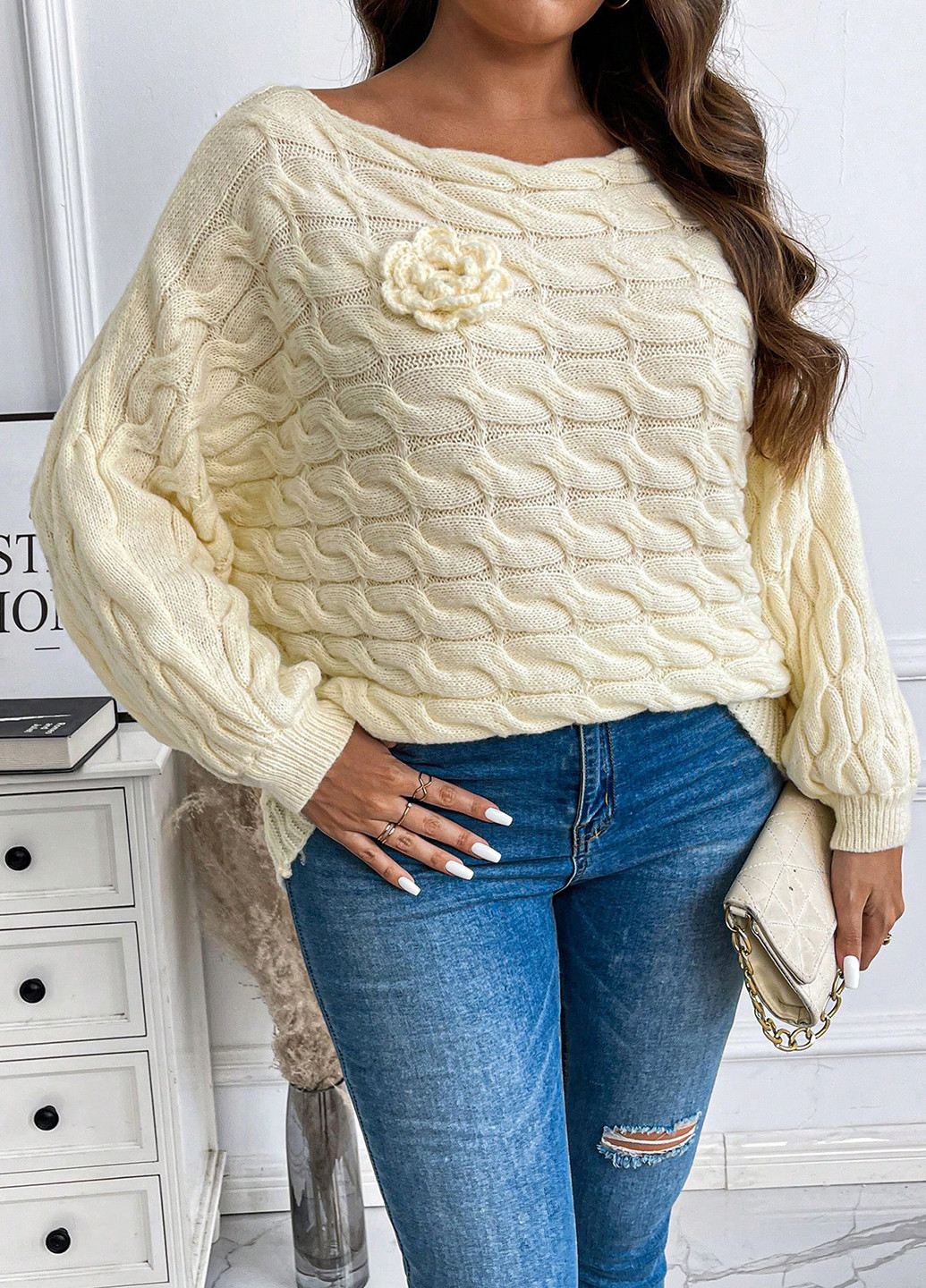 Кремовий демісезонний джемпер джемпер SHEIN