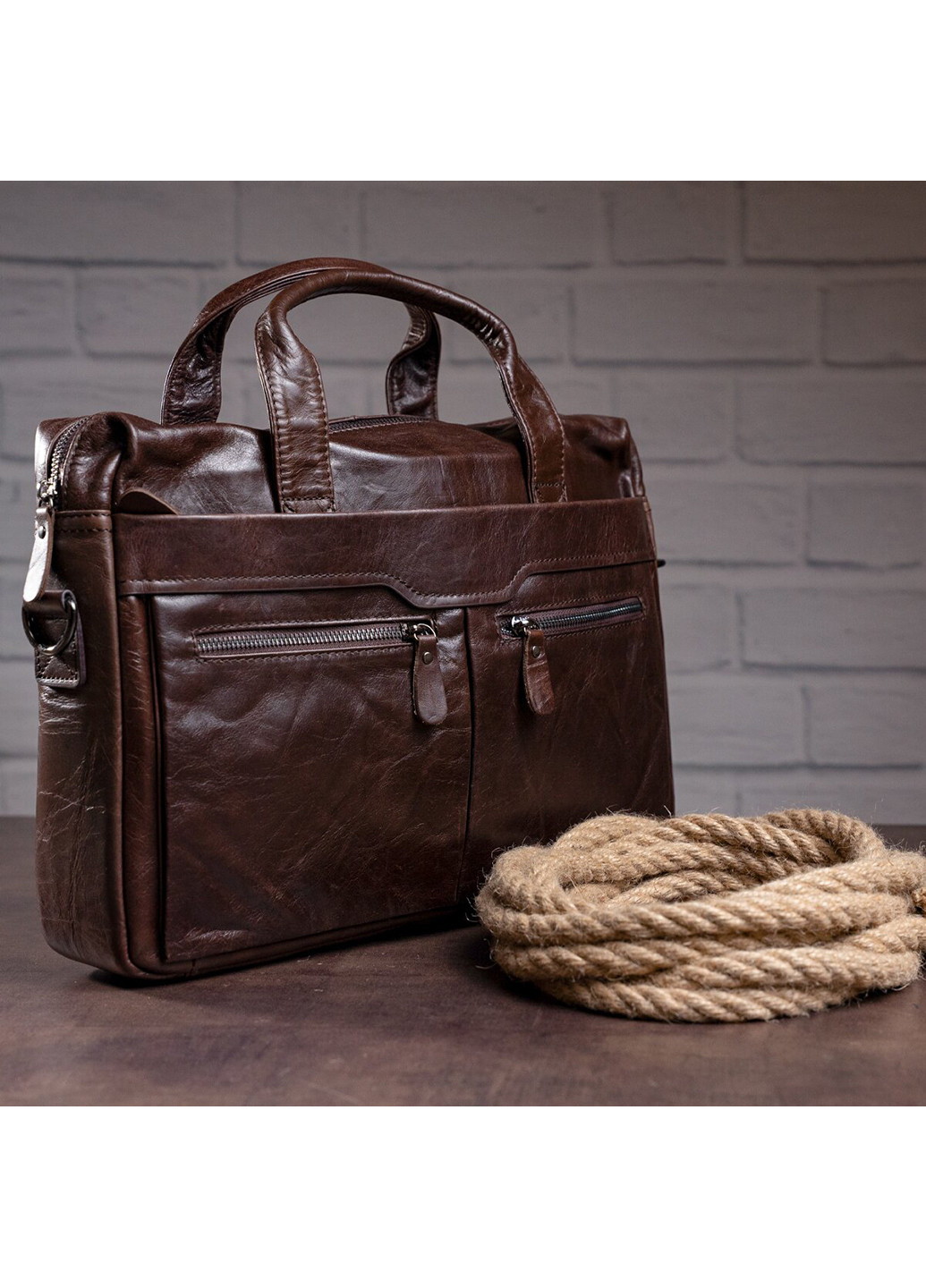 Мужская кожаная сумка 39,5х29х9 см Vintage (229460392)