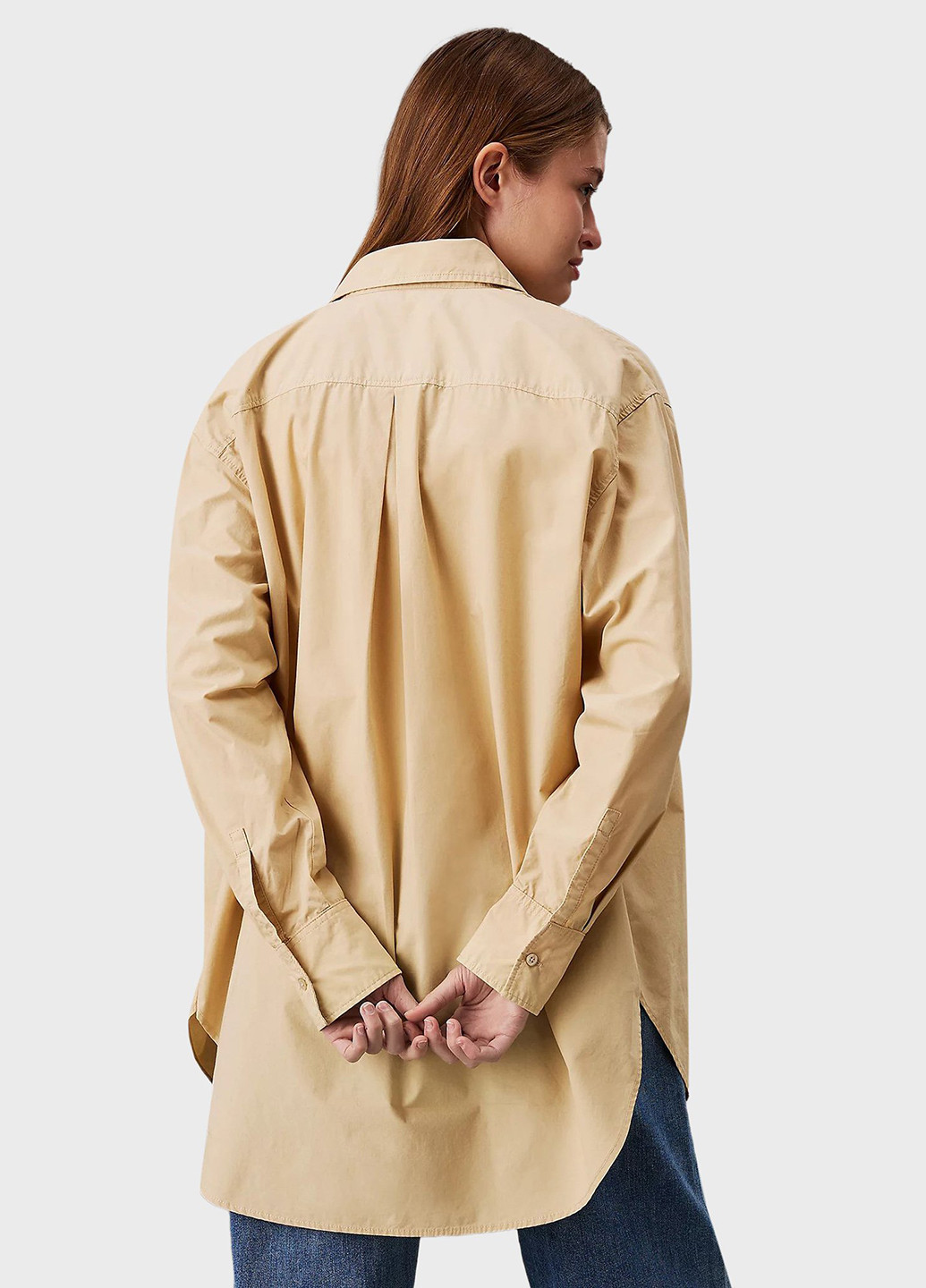 Бежевая кэжуал рубашка однотонная Calvin Klein Jeans