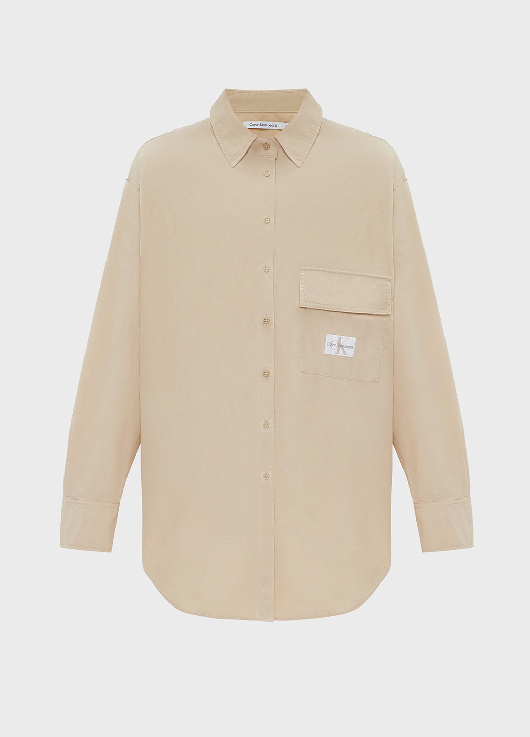 Бежевая кэжуал рубашка однотонная Calvin Klein Jeans