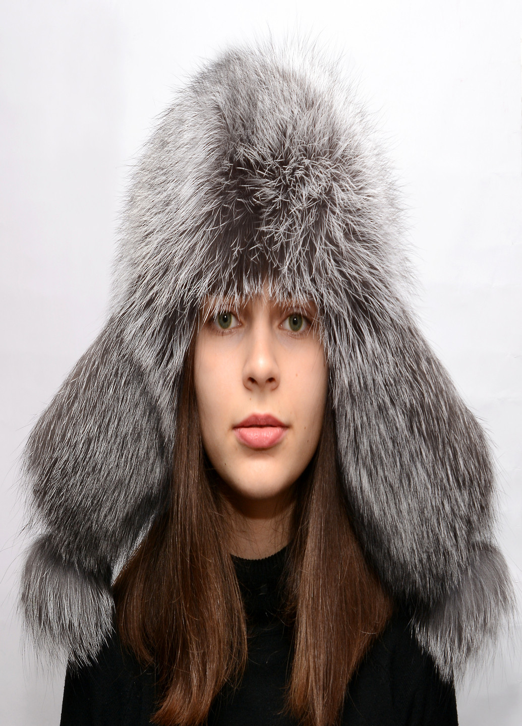 Женская меховая шапка ушанка из чернобурки Меховой Стиль ушанка (212020599)