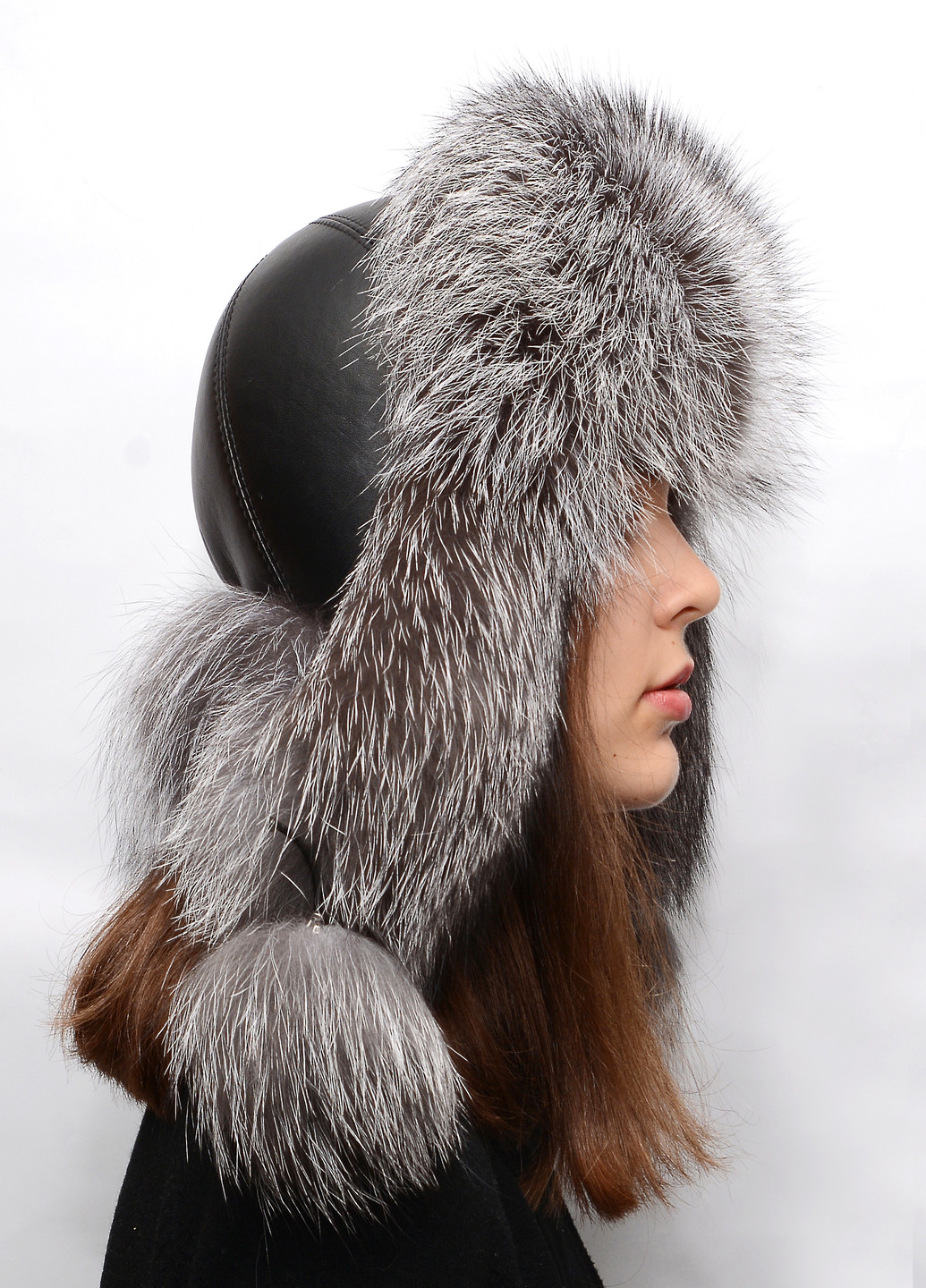 Женская меховая шапка ушанка из чернобурки Меховой Стиль ушанка (212020599)