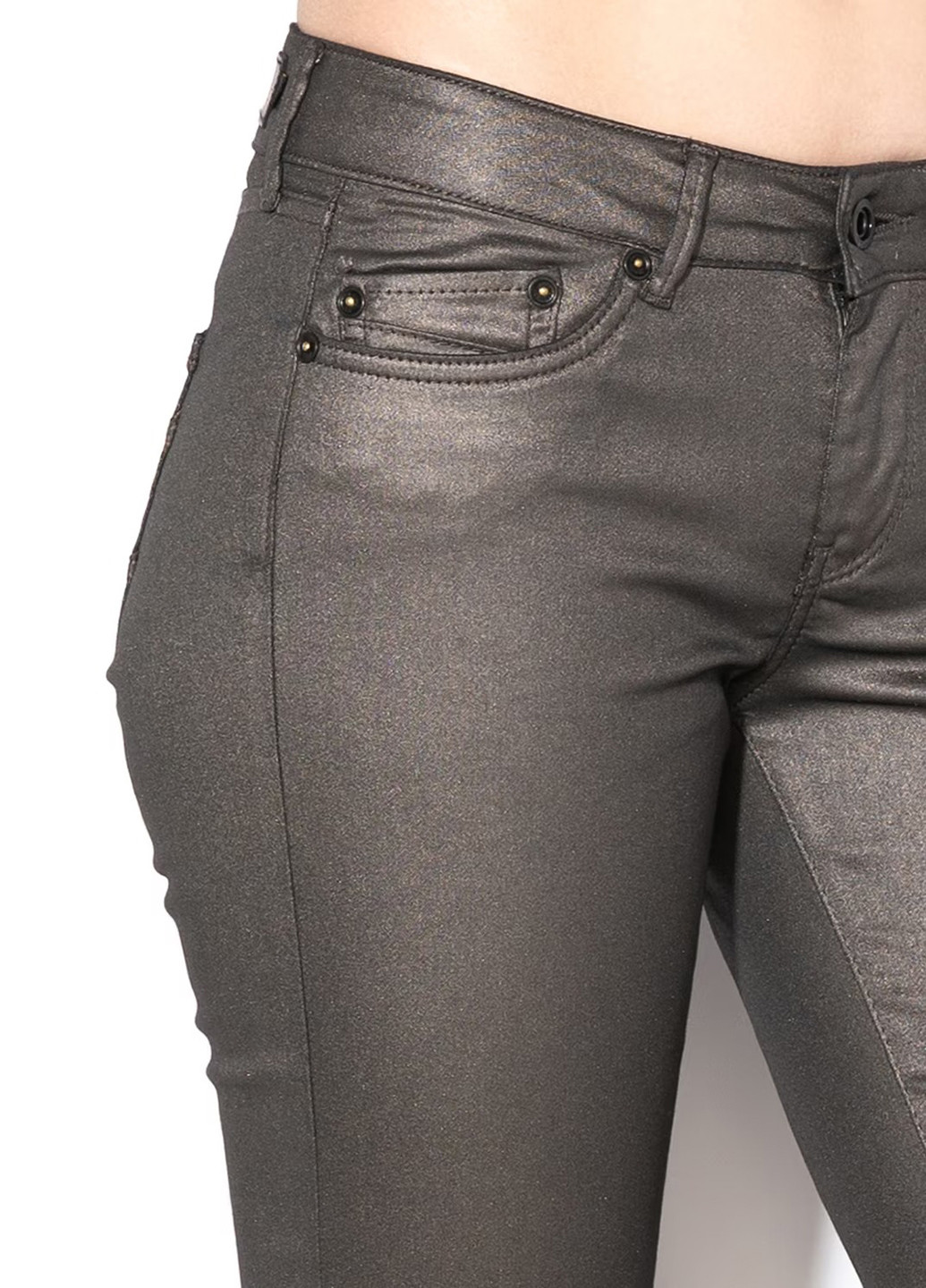Серебряные кэжуал демисезонные зауженные брюки Pepe Jeans