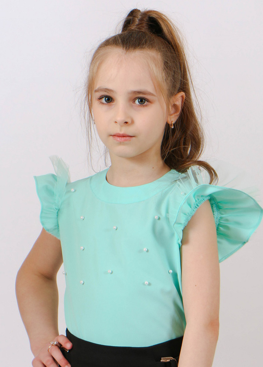 Мятная однотонная блузка DaNa-kids летняя
