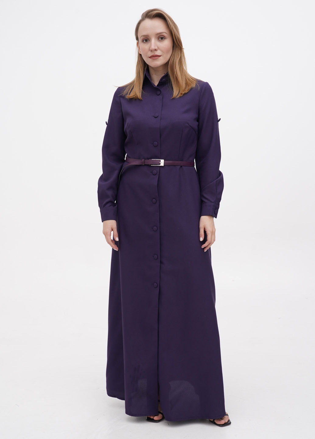 Фиолетовое кэжуал платье рубашка Maurini однотонное