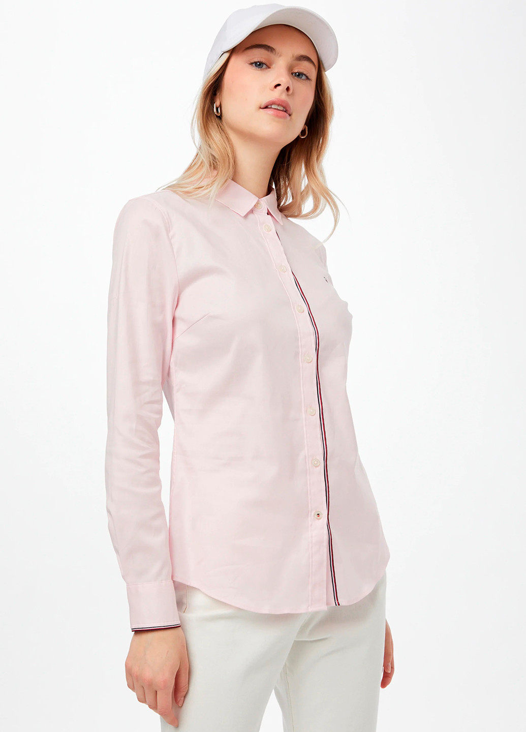 Светло-розовая кэжуал рубашка однотонная Tommy Hilfiger