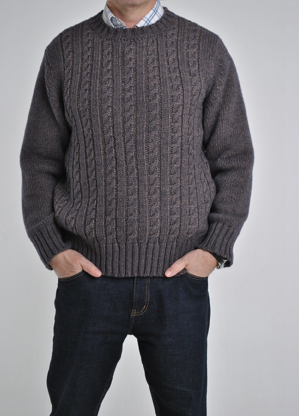 Комбинированный зимний свитер с косами Berta Lucci