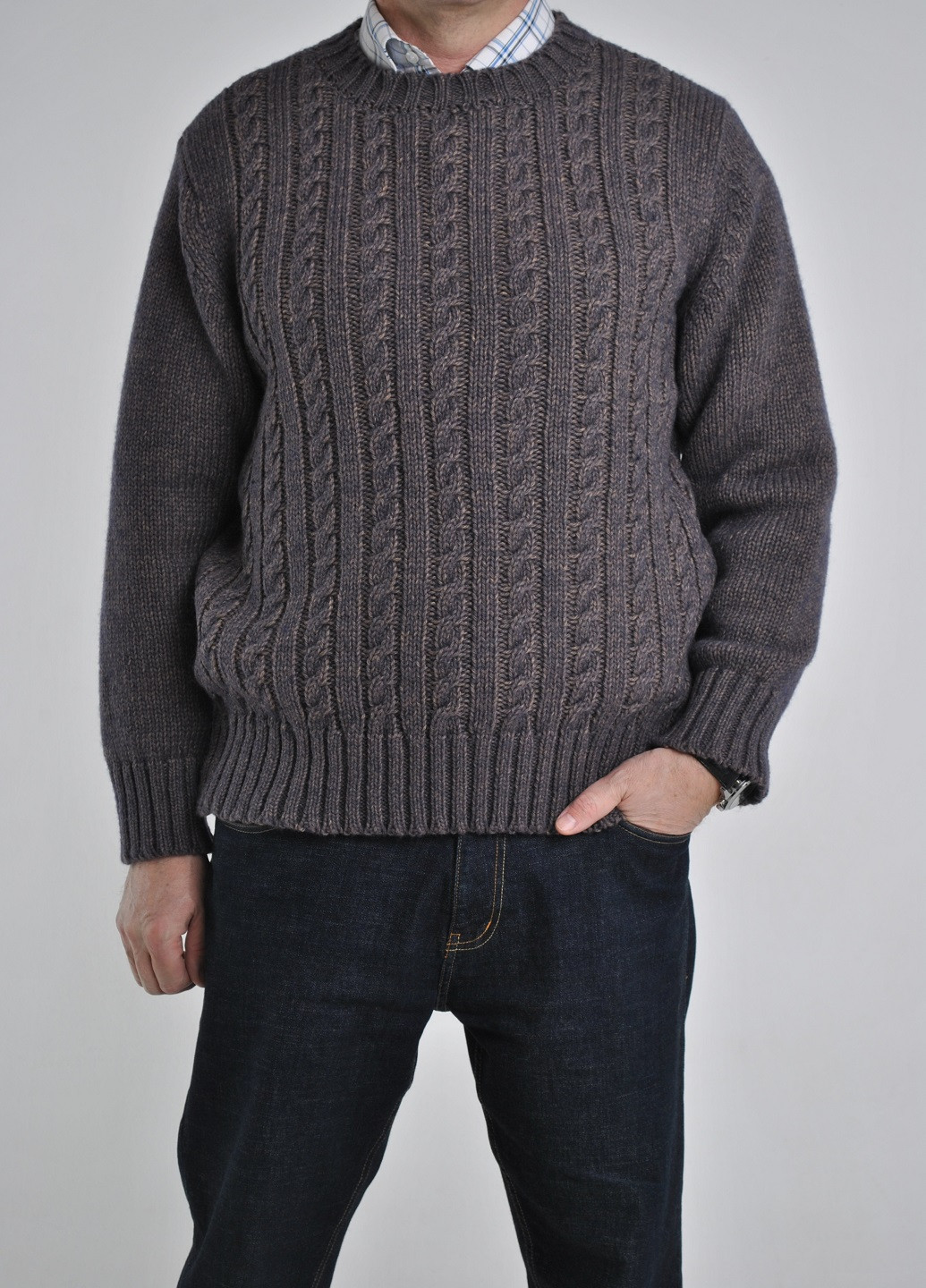 Комбинированный зимний свитер с косами Berta Lucci