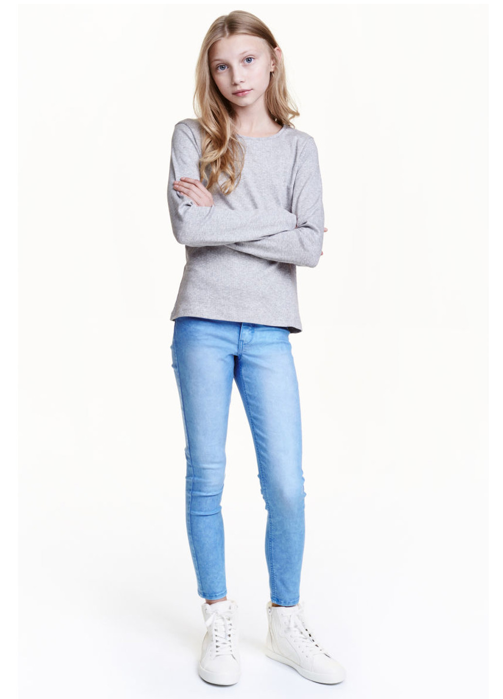 Джинси H&M завужені однотонні блакитні джинсові