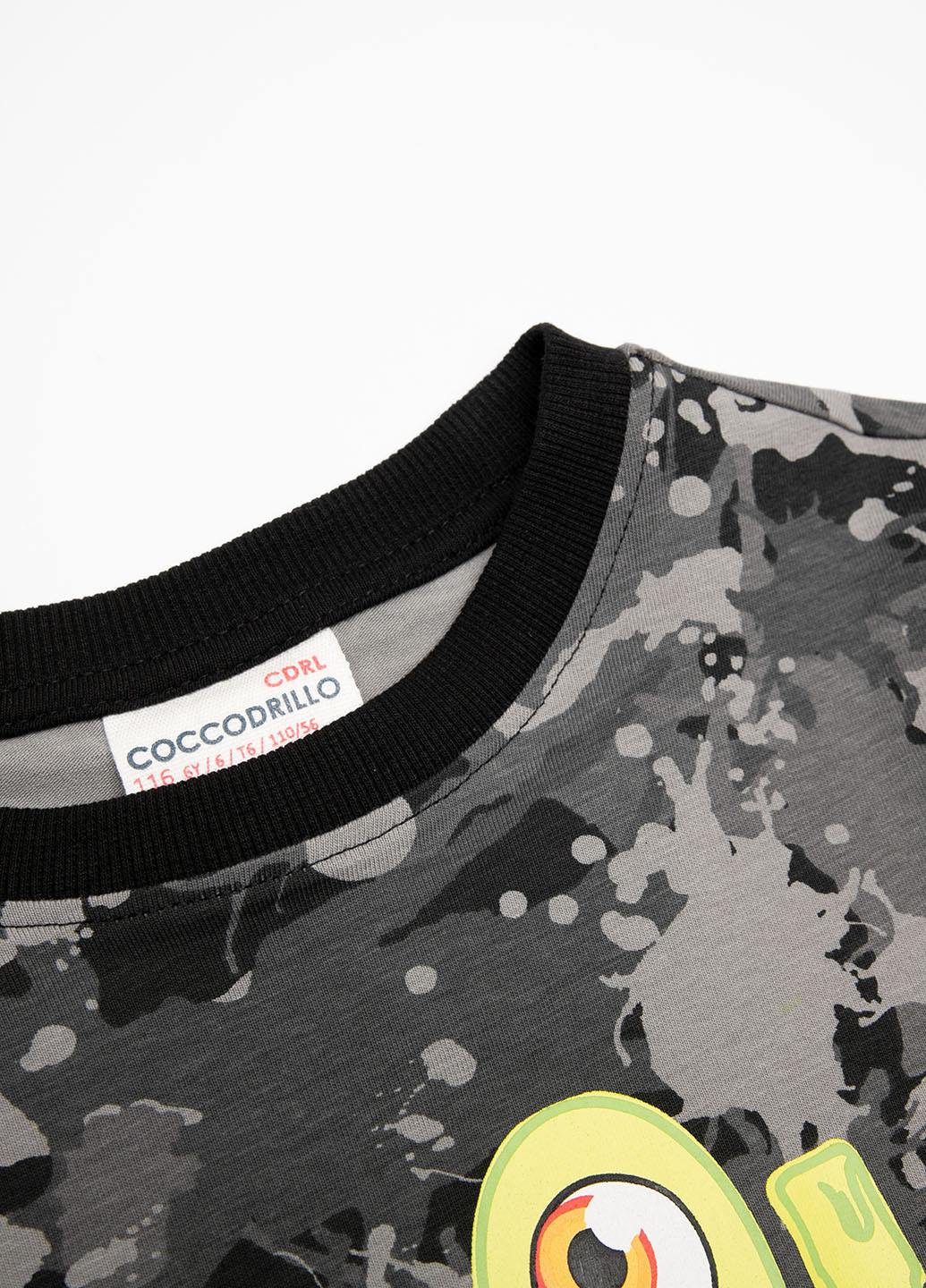 Coccodrillo свитшот абстрактный темно-серый кэжуал хлопок, трикотаж