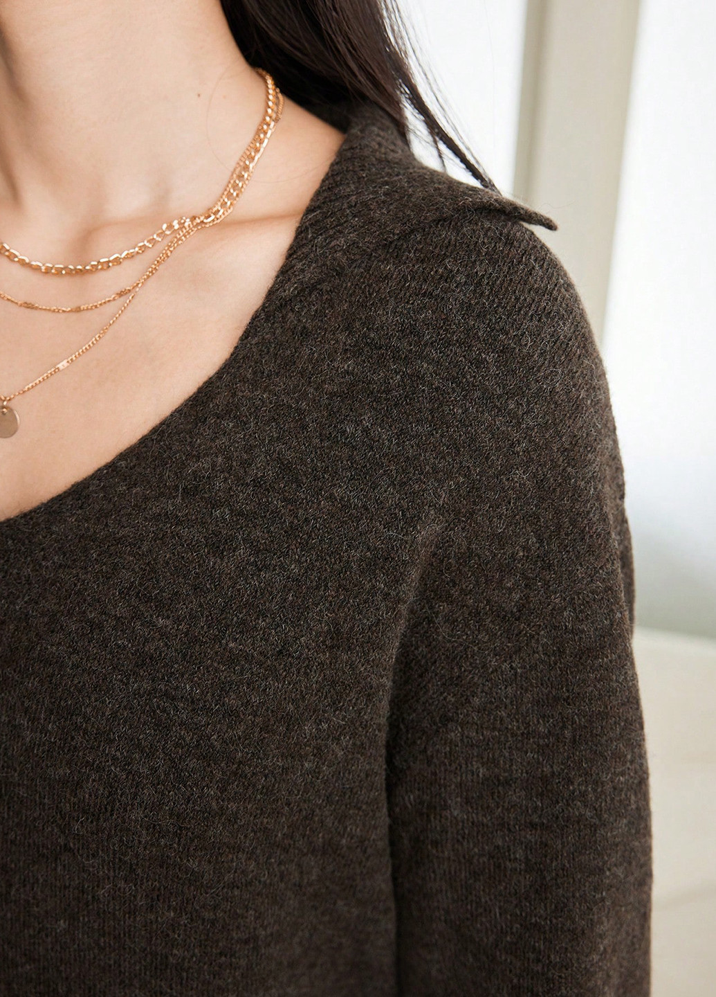 Оливковое (хаки) кэжуал платье платье-свитер SHEIN однотонное