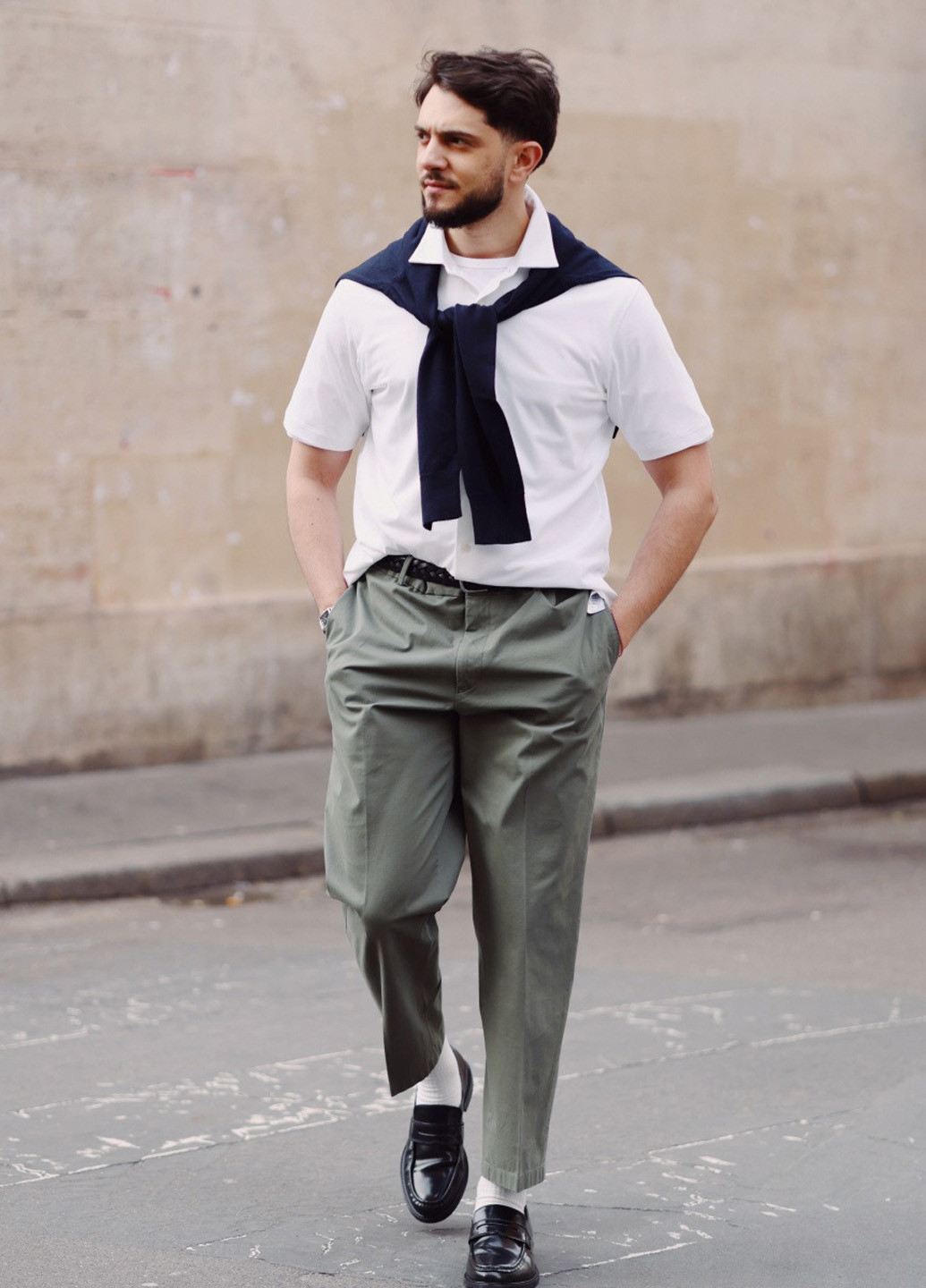 Белая кэжуал рубашка однотонная Uniqlo