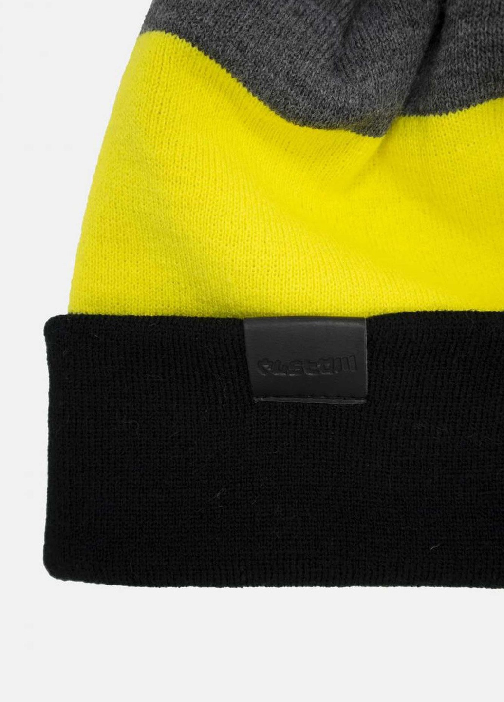 Шапка Tricolor с бумбоном графит с желтым, черным Custom Wear (251887229)