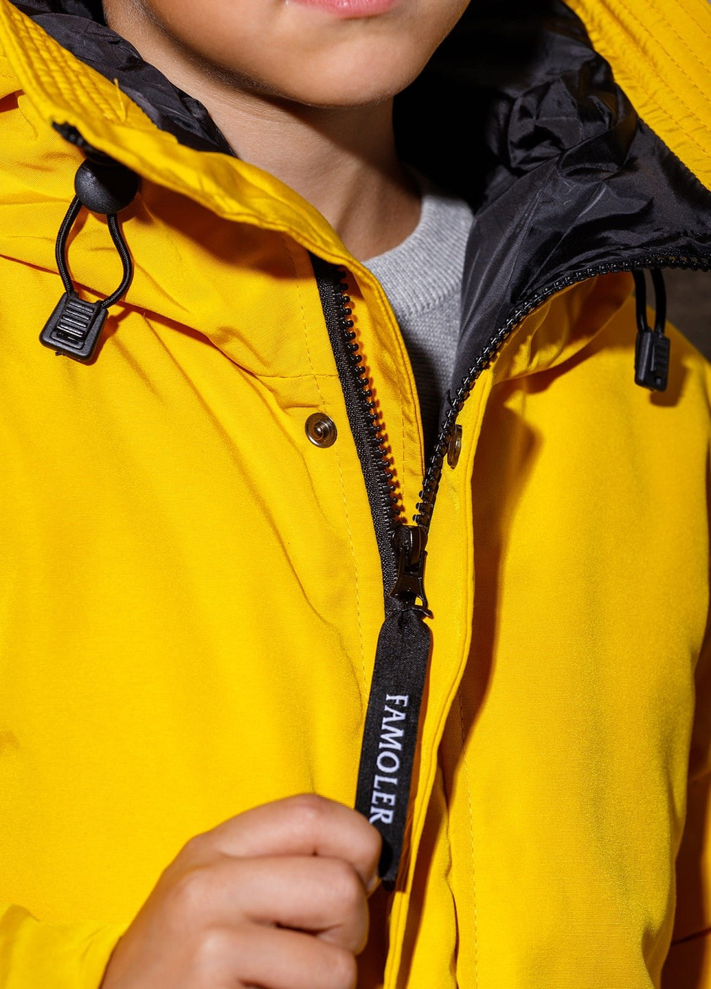 Жовта демісезонна пухова демісезонна куртка для хлопчика 7348 140 см жовтий 52867 DobraMAMA